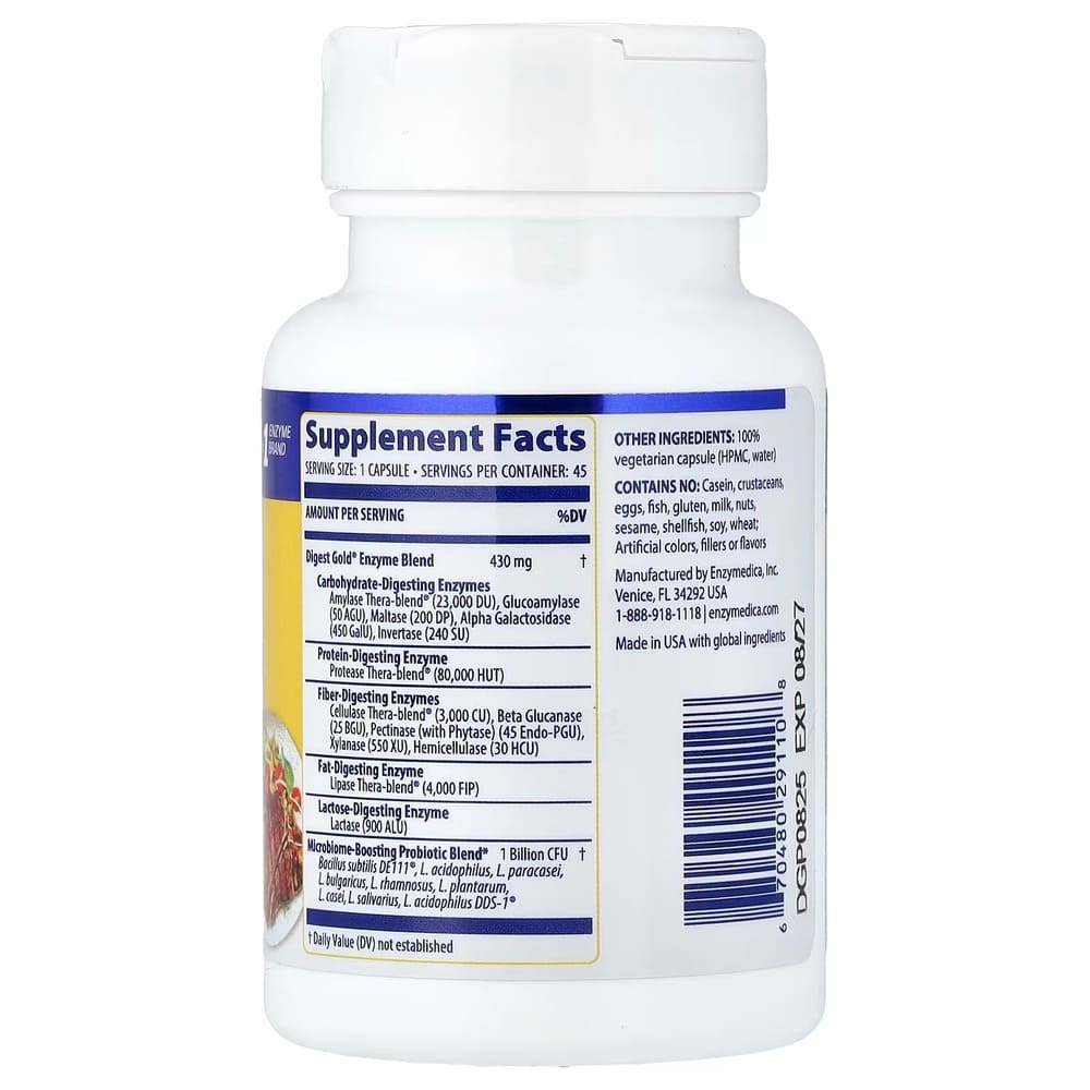 enzymedica digest gold + probiotics 45 vegetarian capsules enzymedica digest gold + probiotics 45 vegetarian capsules