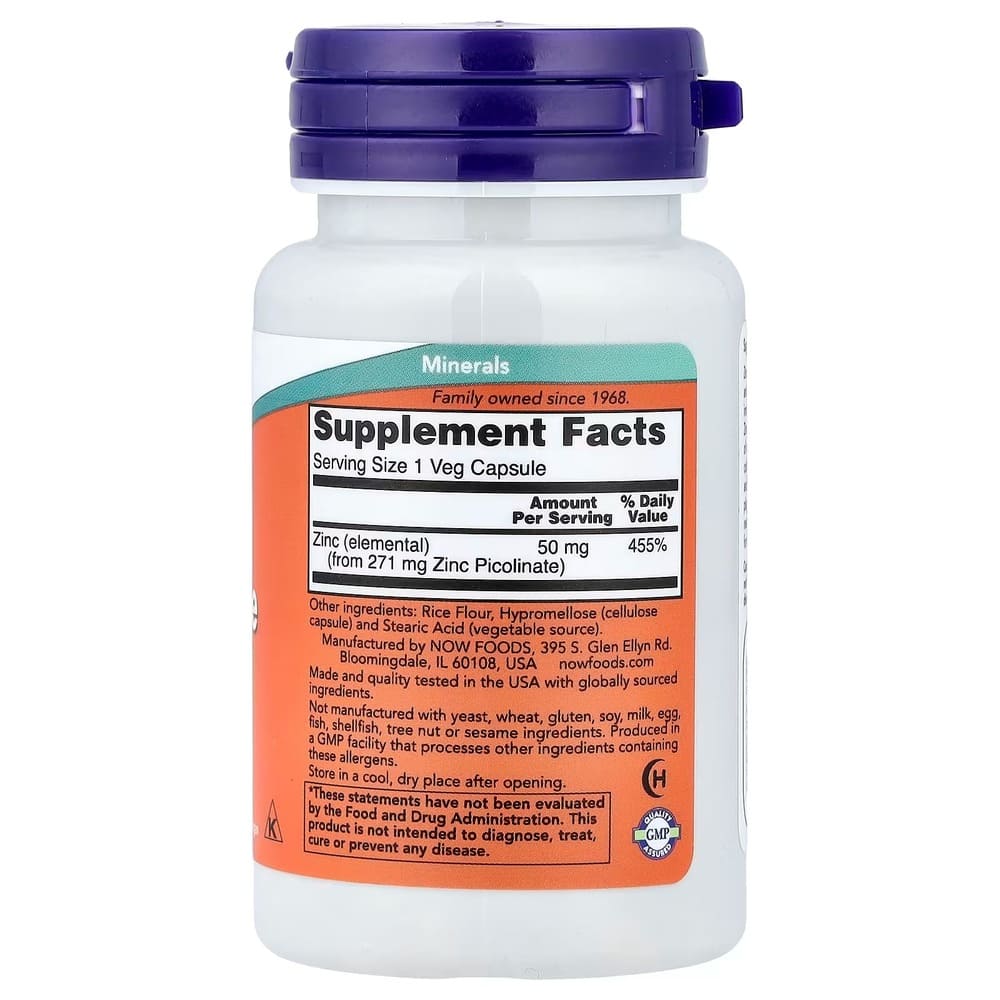 now foods zinc picolinate 50 mg 60 veg capsules now foods zinc picolinate 50 mg 60 veg capsules