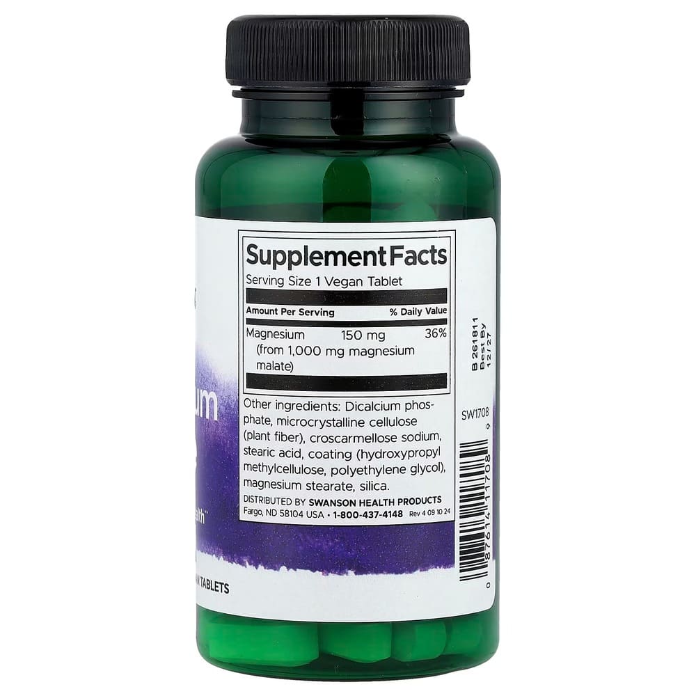 swanson magnesium malate 1,000 mg 60 vegan tablets swanson magnesium malate 1,000 mg 60 vegan tablets