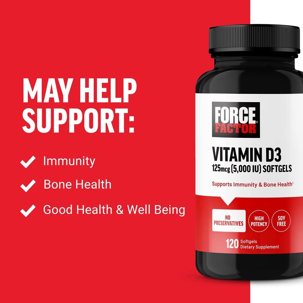 force factor vitamin d3 125 mcg (5,000 iu) – 120 softgels force factor vitamin d3 125 mcg (5,000 iu) – 120 softgels