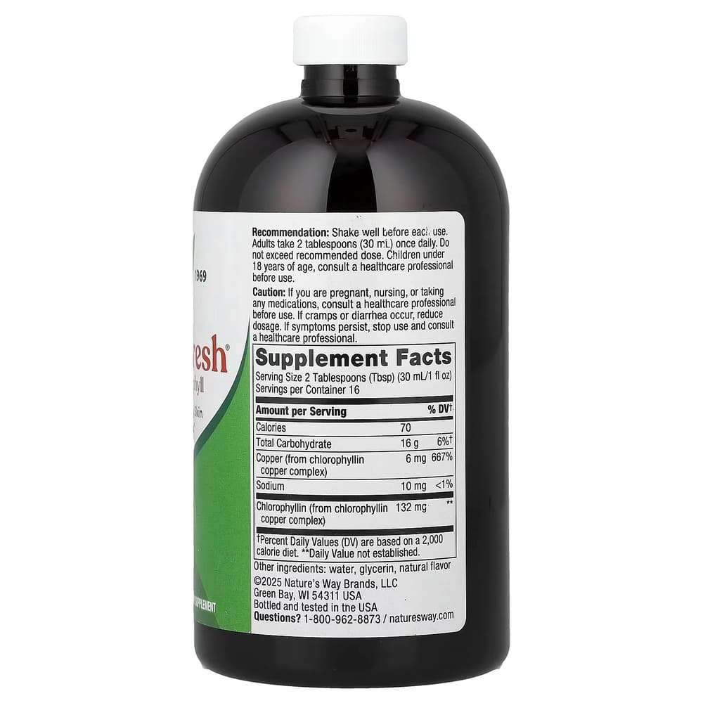 nature's way chlorofresh liquid chlorophyll mint flavored – 132 mg – 16 fl oz (480 ml) nature's way chlorofresh liquid chlorophyll mint flavored – 132 mg – 16 fl oz (480 ml)