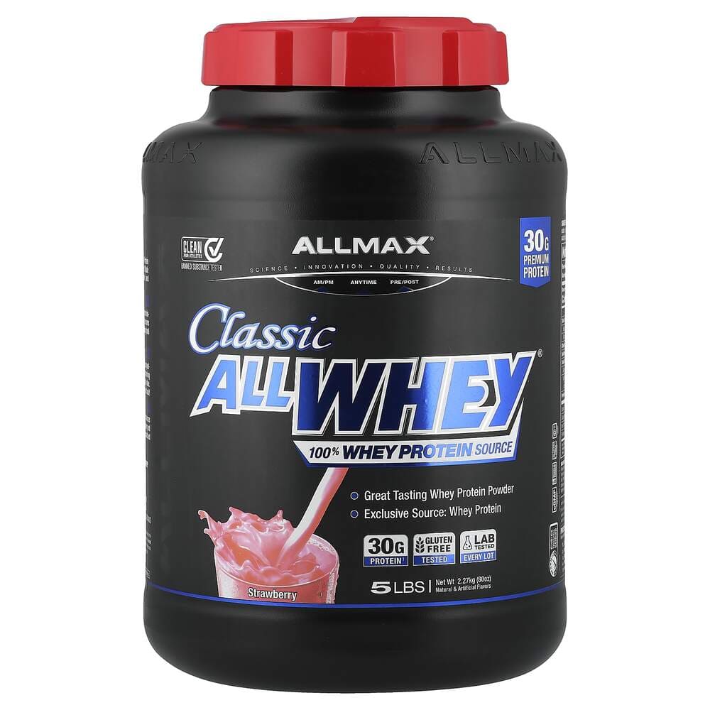allmax classic allwhey 100% whey protein source strawberry 5 lbs (2.27 kg) allmax classic allwhey 100% whey protein source strawberry 5 lbs (2.27 kg)